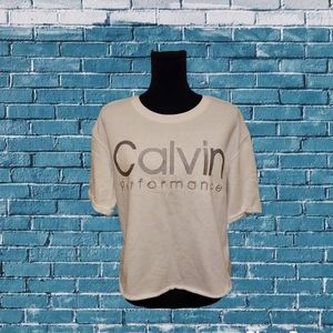 Calvin Klein Crop Top Large Sweatshirt Material Cuffed Sleeves